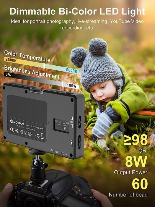 Luce LED RGB FRANDEK AL160 – 4000mAh, 2500-9000K, Dimmerabile, Con Supporto Per Telefono E Clip Per Camera
