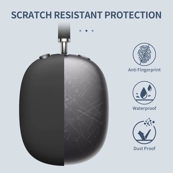 FINTIE Étui De Protection Silicone Pour AirPods Max - Coque Souple Complète Noire