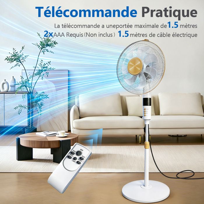 Ventilateur de Pied Minuterie, 3 Vitesses 7 Pales, Timer — free download