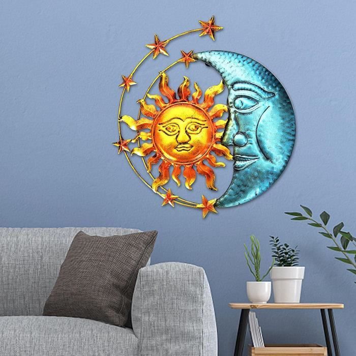 Métal Soleil Lune Mur Art Décor, Décoration Murale Métal Soleil Lune  Décoration Murale Intérieures Et Extérieures pour Salon [J557] - Cdiscount  Maison