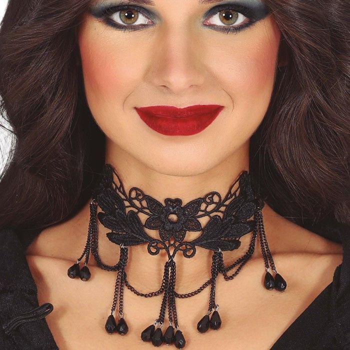 JUSTUSNX Collier ras du cou noir pendentif perles collier gothique vintage velours accessoire Halloween pour femme fille, Perle Plastique JUSTUSNX Collier ras du cou noir pendentif perles collier gothique vintage velours accessoire Halloween pour femme fille, Perle Plastique