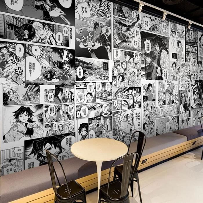 Anime Demon Slayer Papier Peint Chambre Salle D'Étude Chevet Fond Mur  Université Dortoir Noir Et Blanc Manga Fond D'Écran : : Bricolage
