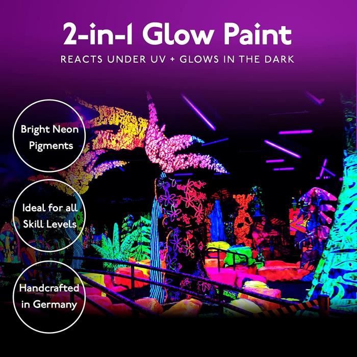 Neon nights 2 en 1 Peinture Fluo Luisant dans Le Noir Lère Noire  Autolnescente Couleur Phosphorescente Ensemble de Peinture G183 - Cdiscount  Beaux-Arts et Loisirs créatifs
