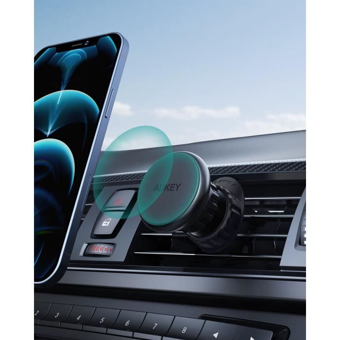 AUKEY Support Téléphone Voiture Magnétique Universel pour Smartphone pour  Grille d'aération Rotatif à 360° pour Smartphones HD-C74 - Cdiscount  Téléphonie