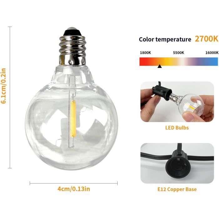 Lot De 8 Ampoules Pour Guirlandes Lumineuses De Noël - 4 Vendues + 4 Offertes - Couleurs Assorties