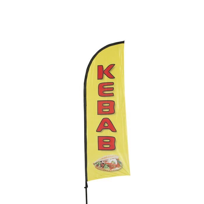 Drapeau KEBAB de dimensions 225 x 85 cm avec son kit socle