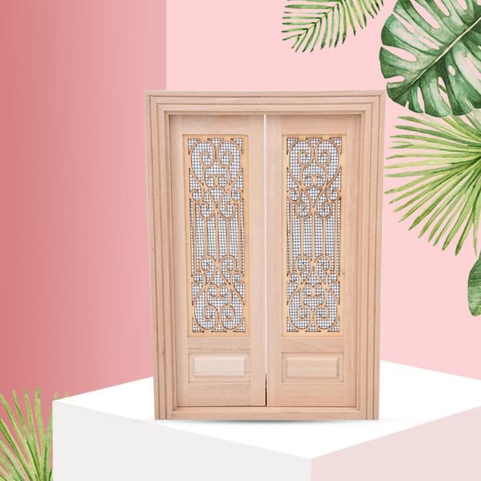 Porte en bois miniature pour maison de poupée, porte intérieure à l'échelle 1:12, 4 panneaux non peints, meubles de maison de poupée bricolage - France