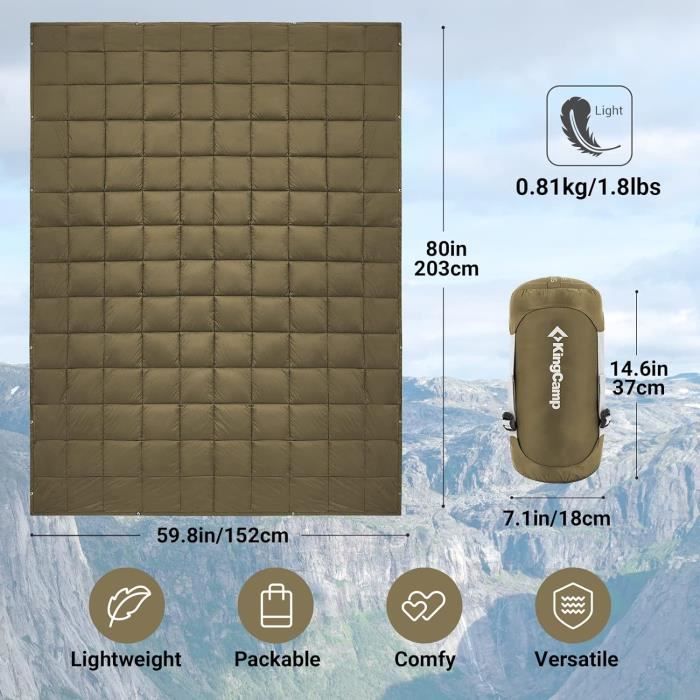 KingCamp Couverture de Camping Pliable Multifonctionnelle Ultra Légère Couverture de Voyages Chaude Couette de Camping Portable Compact pour Hiking Randonnée Jardin Pique-Nique Intérieur Extérieur KingCamp Couverture de Camping Pliable Multifonctionnelle Ultra Légère Couverture de Voyages Chaude Couette de Camping Portable Compact pour Hiking Randonnée Jardin Pique-Nique Intérieur Extérieur