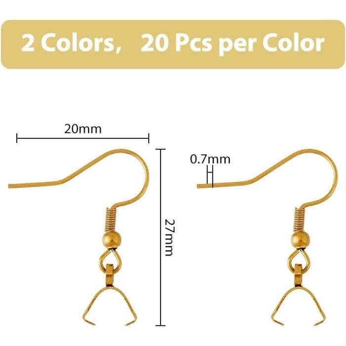 Lot de 200 crochets de boucles d'oreilles hypoallergéniques pour la fabrication de bijoux (or 14 carats, fil Lot de 200 crochets de boucles d'oreilles hypoallergéniques pour la fabrication de bijoux (or 14 carats, fil