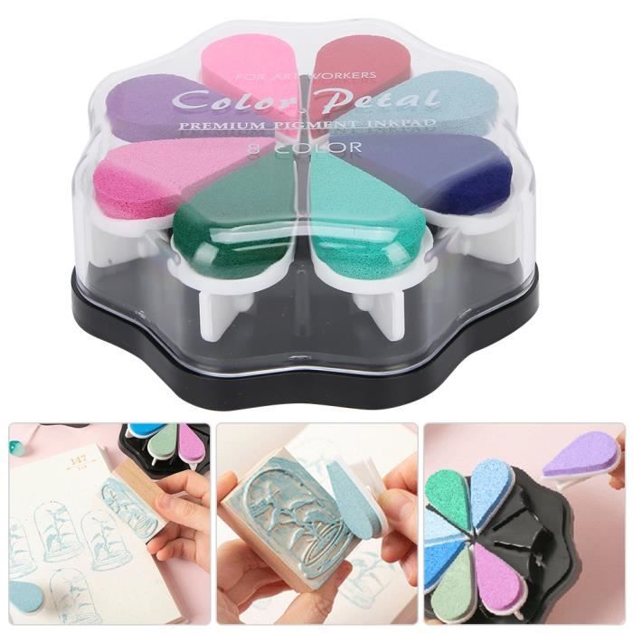 Tampons Encreurs 8 Couleurs Pétales - Tampon Doigt Empreinte Main Pour Scrapbooking, Calendrier Et Bricolage