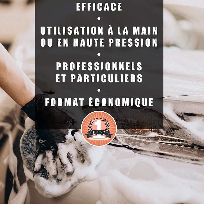 Workfirst - Shampoing Nettoyant Voiture Efficace Sans Trace et Haute  Brillance Economique et Concentré - Lavage haute pression ou Mains 5 L :  : Auto et Moto