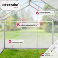 TECTAKE Serre de Jardin Polycarbonate 37 m² + 1 Embase en Acier avec Porte coulissante + Lucarne - Blanc Transparent-2