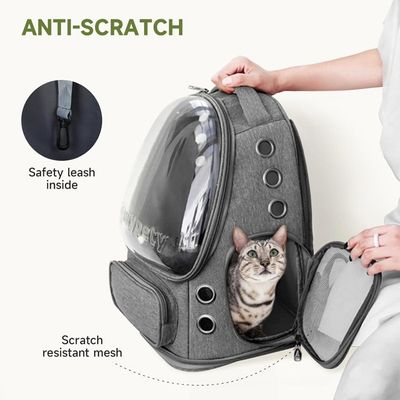 Sac à Dos Porteur Pour Chat - Transporteur Ventilé Avec Fenêtre Bulle, Poche De Rangement - Léger, Pour Randonnée, Voyage