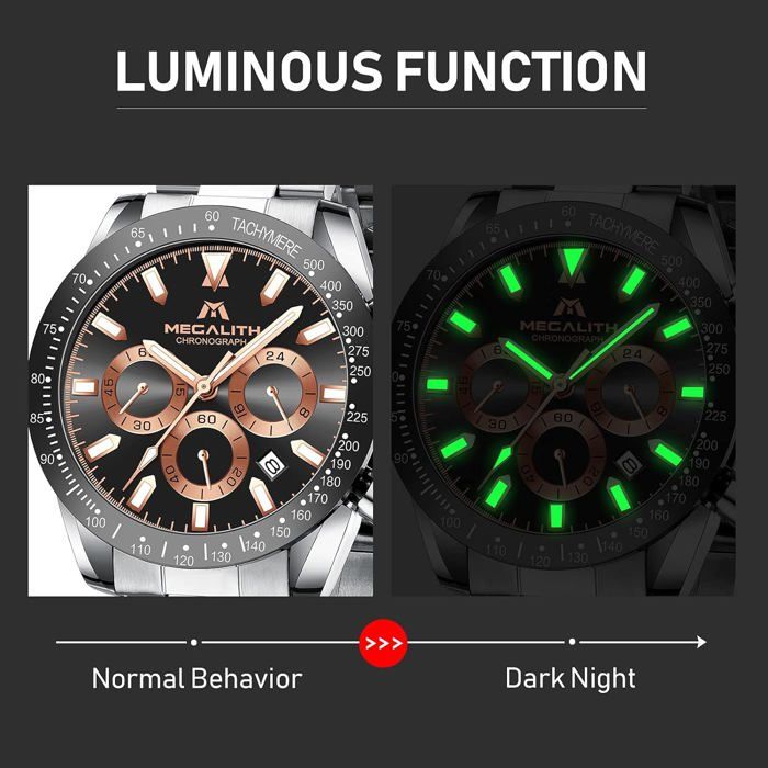 SAPPHERO Montre chronographe à quartz analogique pour homme - Étanche jusqu'à 50 m - Mode décontractée - Avec calendrier - Bracelet en acier inoxydable - Cadeau pour homme, Doré/bleu, Classique