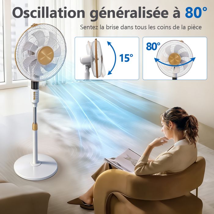 Ventilateur sur pied HOMCOM 42cm 40W 3 modes 28 vitesses, fonction anti-moustique, hauteur réglable oscillant 75° blanc - Bricolage