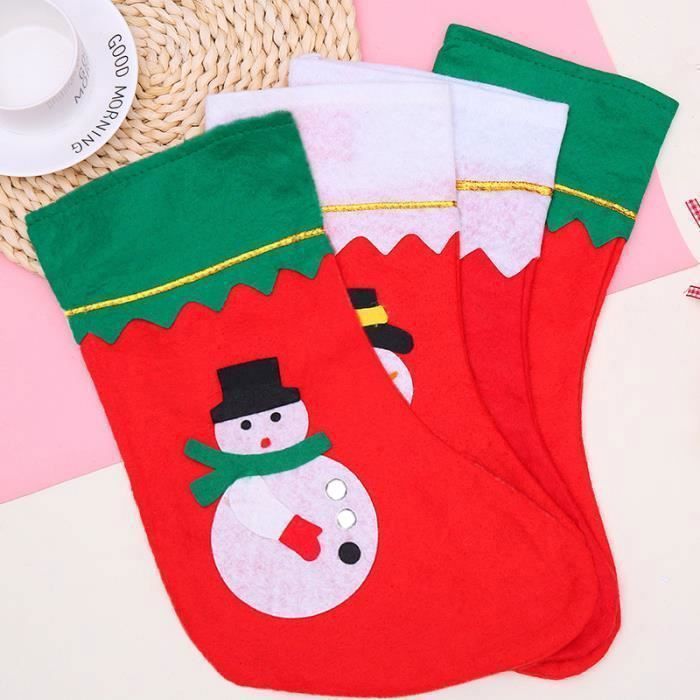 Chaussette De Noël Personnalisable Avec Nom - Motifs Père Noël, Bonhomme De Neige, Renne, 29 Cm, Broderie Coton