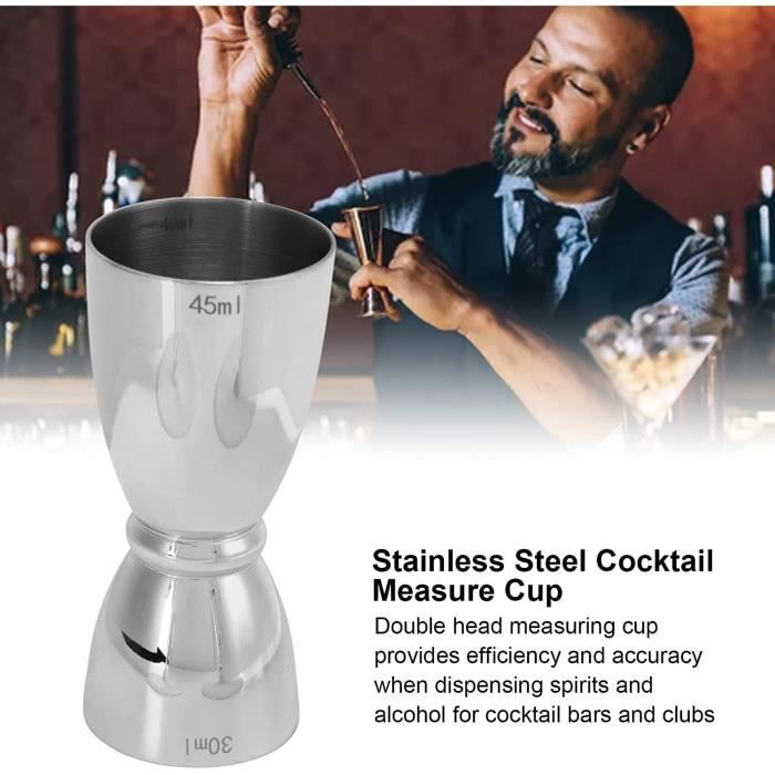 Bar Jigger, Cocktail Shaker Mesure Tasse, Acier Inoxydable Double
