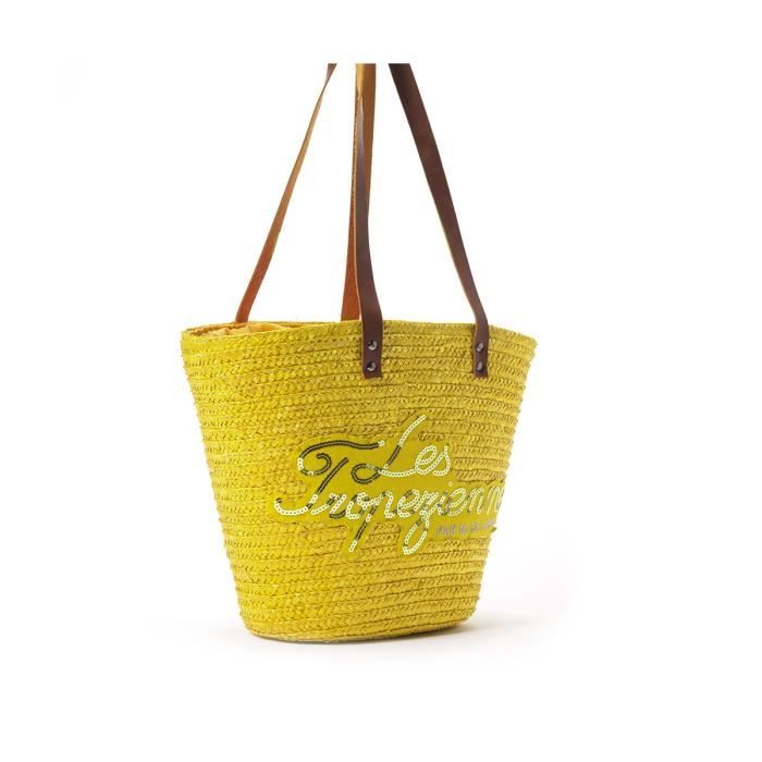 Sac epaule LES TROPEZIENNES MIL01 TZ YELLOW Paille Jaune 45x30x20 cm Jaune Cdiscount Bagagerie Maroquinerie