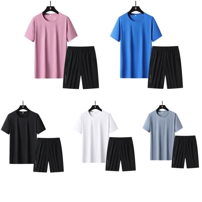 Acheter Costume de sport pour hommes T-shirt + Short Vêtements d'entraînement  Ensemble 2 pièces de vêtements de sport à manches courtes à motif  multicolore 3D rouge et noir