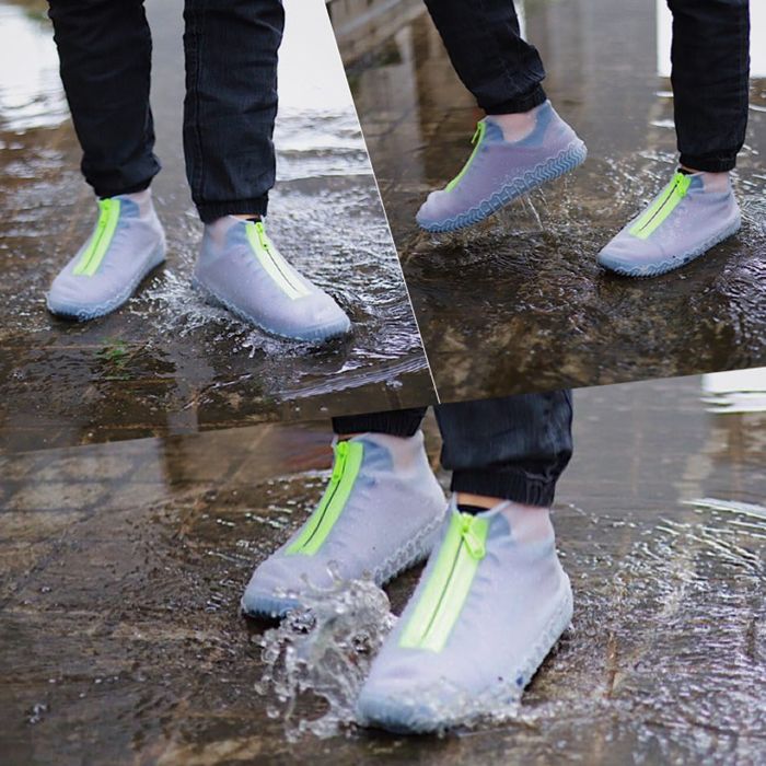ZoneYan Couvre-Chaussures Imperméables Enfants Vert M - Surchaussures Antidérapantes Pluie