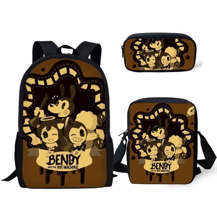 3PCs Set Children s School Backpack Cartoon Bendy Ink Machine Game