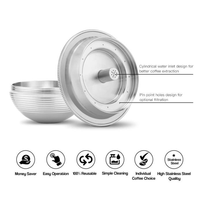 Nespresso Vertuo Next Vertuoline Capsule réutilisable en acier inoxydable Filtre à café rechargeable avec dosette originale iCafilas  15