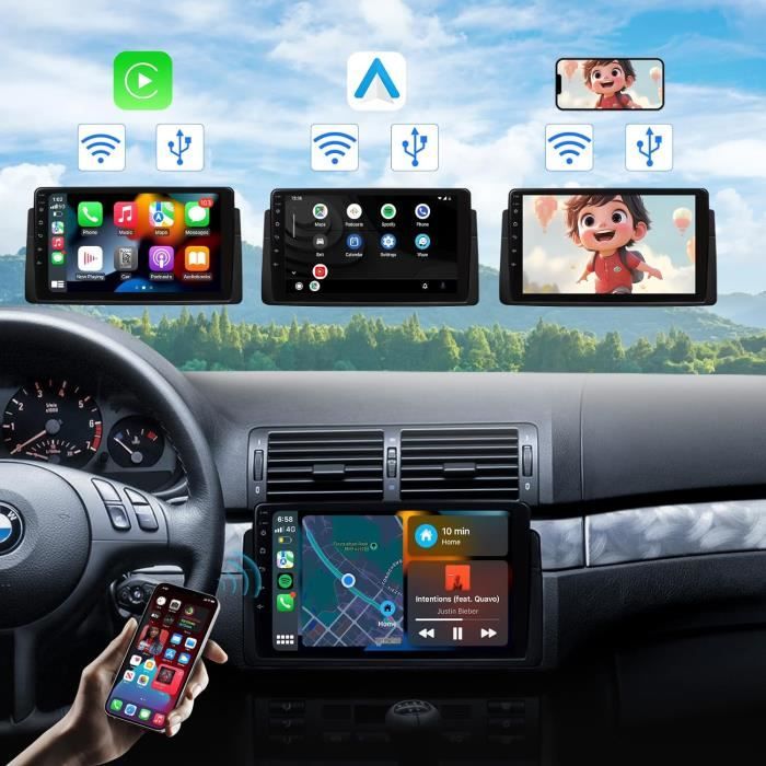 Autoradio Android 15 Pour BMW E46 (1999-2005) - Écran 9" In-Cell - Carplay/Android Auto Sans Fil - 4+128 Go - 3