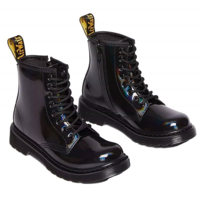 Bottes pour Fille Dr. Martens 1460 Rainbow Patent Noir Lacets Synthetique Haute