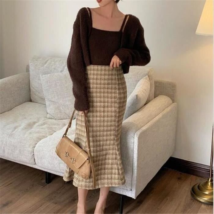 Gilet Cardigan Femme Ensemble pull et gilet en tricot pour Femme