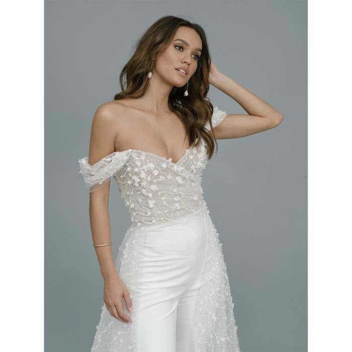 Combinaison mariage avec traine outlet