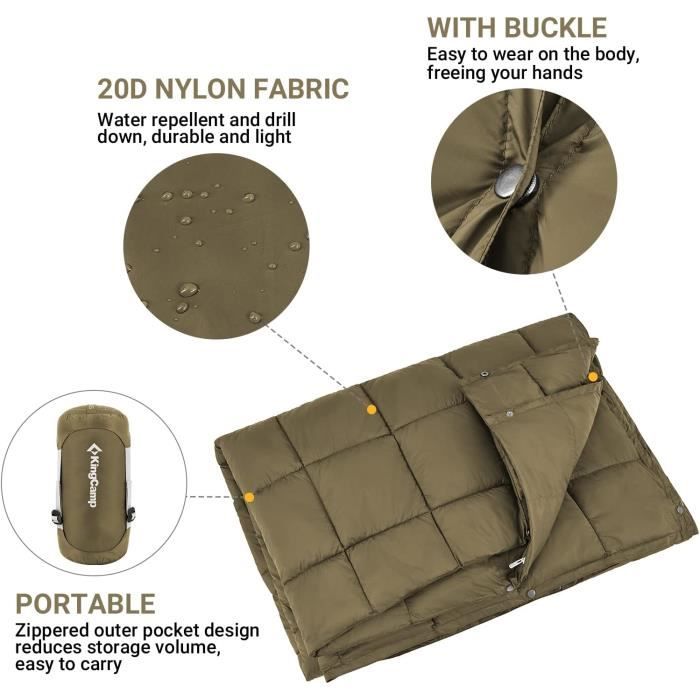 OneTigris Couverture de Camping en Duvet,Couverture de Voyage