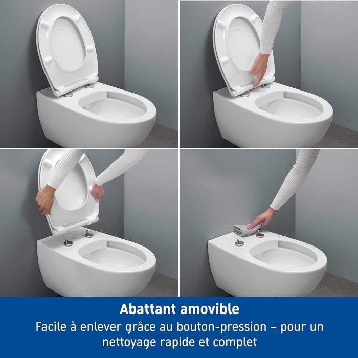 Duravit Unil Abattant WC de forme ovale avec frein de chute Cuvette toilette fabriquee en UE avec Quick Release pour un montage55 Cdiscount Bricolage