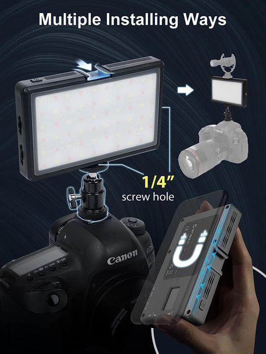 Luce LED RGB Per Video E Foto - Batteria 4000 MAh, Temperatura Colore 2500K- 9000K, Con Supporto Telefono E Clip Per Fotocamera