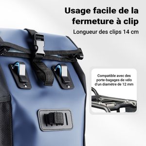 Sacoche Porte-bagages Wiltec 22L – Bleue – PVC – Vélo – Neuve