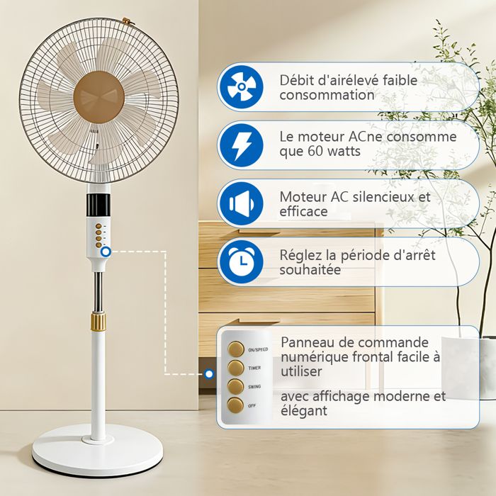 Ventilateur de Pied Minuterie, 3 Vitesses 7 Pales, Timer — free download