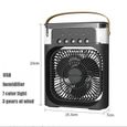 JUCAIYIN-Mini Climatiseur Portable 3 en 1, Ventilateur, Rafraîchisseur d'Air, Humidificateur LED Silencieux-Noir