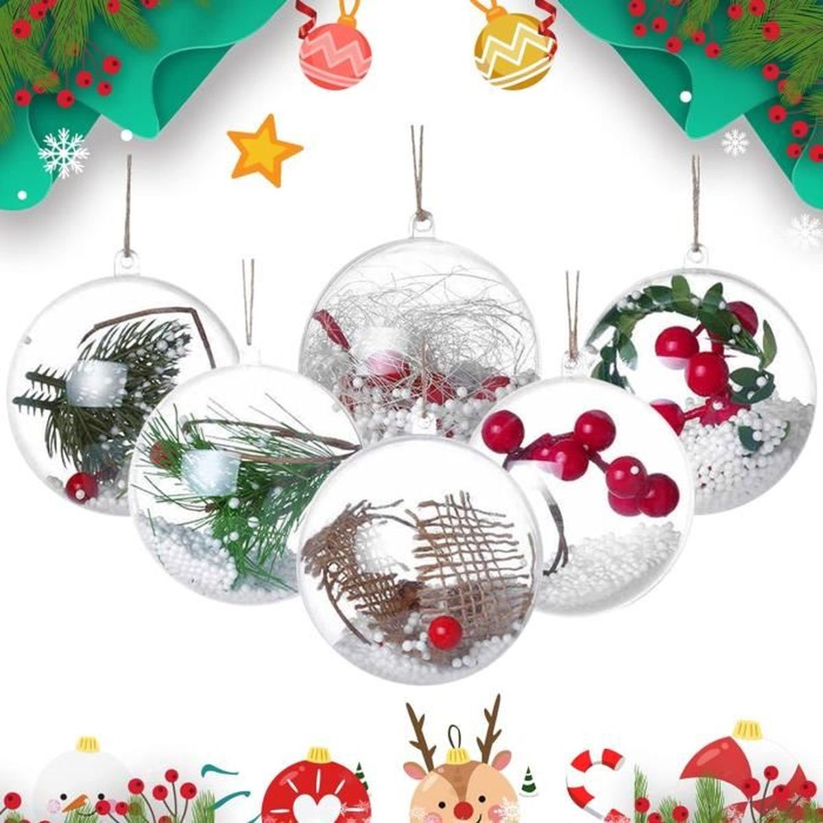 Lot de 15 boules de Noël,Boule sapin de Noël 8 cm Décoration de