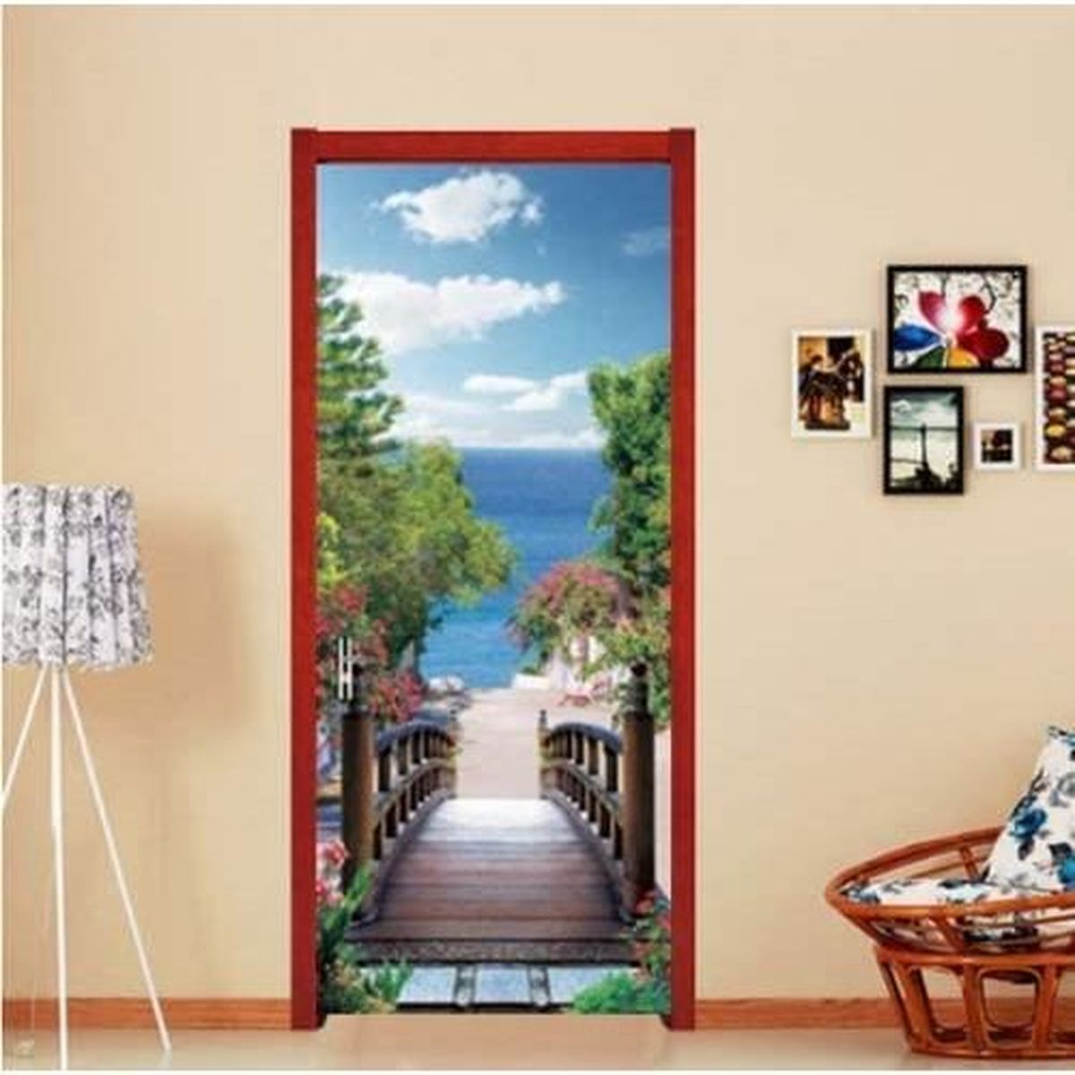 Sticker Porte Effet Bois 3D 77x200 Cm – Adhésif Amovible PVC, Pour Porte, Mur, Meuble – Sans Trace