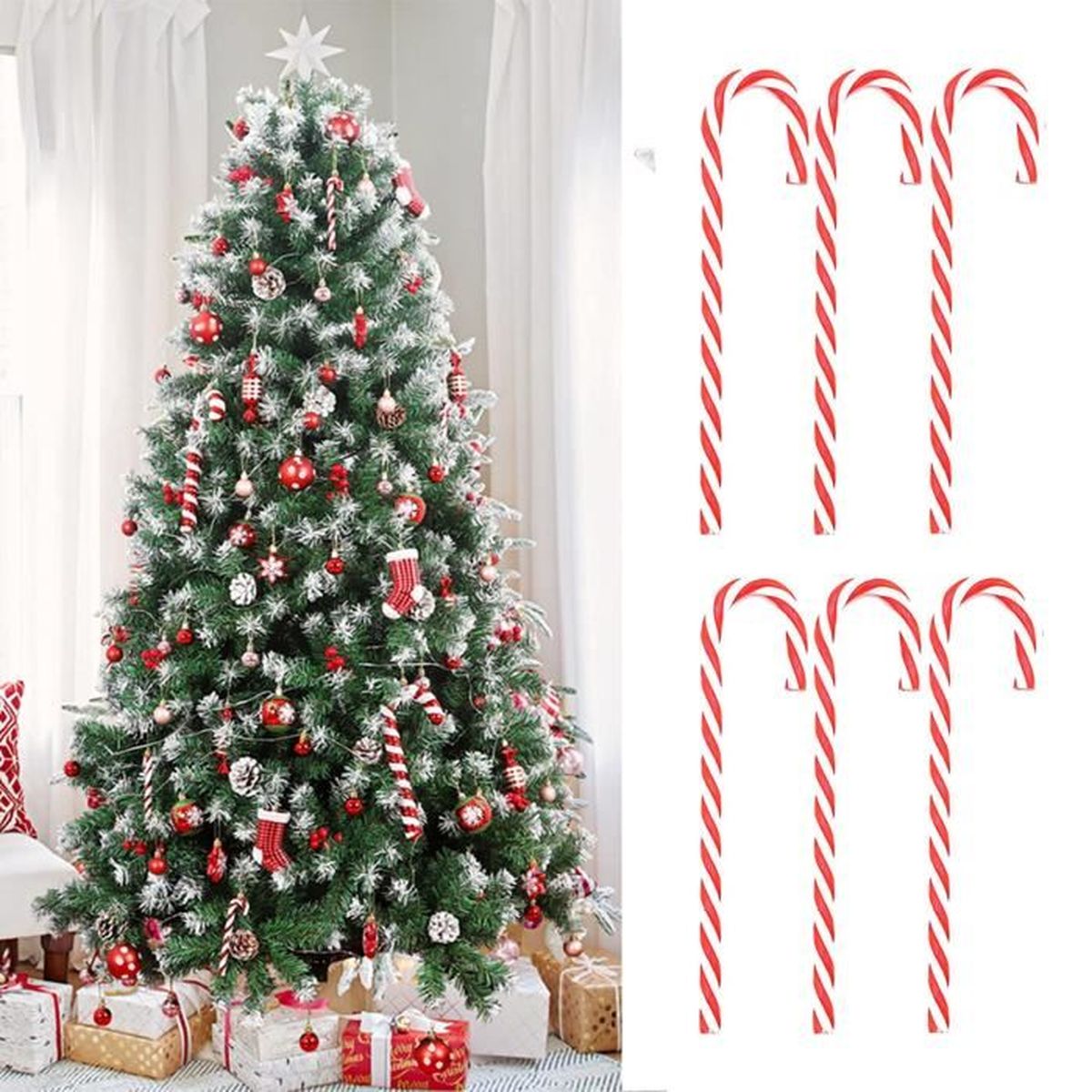 Sweat à Capuche Noël - Motif Arbre De Noël En Forme De Canne à Sucre, Design Minimaliste, Coton, Coupe Classique