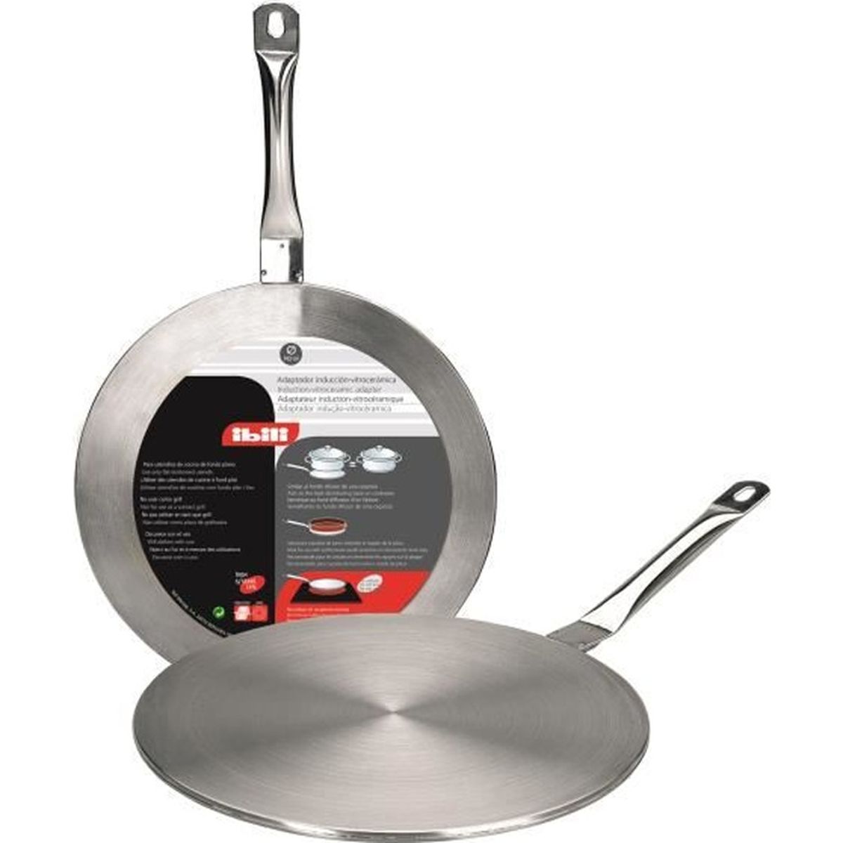 ADAPTATEUR INOX VITRO INDUCTION. MANCHE INOX. DIAMETRE 14,5 CM IDEAL