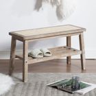 WAHSON OFFICE CHAIRS Wahson Banc à Entrée Moderne et Rétro Banc à Chaussures, Banc de Rangement avec Étagères, Banc Bois et Rotin pour Salon, Beige