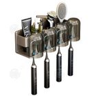 KAVERO Porte brosse à dents porte-brosse à dents en métal avec 4 gobelets pour rince-bouche support de rangement mural facile à installer