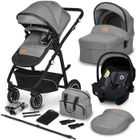 LIONELO Bianka - Poussette combinée 3en1 - Jusqu'à 22Kg - Pack poussette, nacelle, siège auto, sac et accessoires - Gris