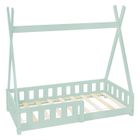 ML-Design Lit d'Enfants Tipi 70x140cm Vert Menthe avec Protection contre les Chutes et Sommier à Lattes, Bois de Pin