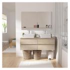 MOB-IN Meuble double vasque 120cm avec plan bois SORRENTO Blanc+vasque+robinet+miroir