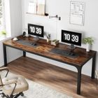 TRIBESIGNS Bureau d'ordinateur, Table de Bureau Informatique Gaming-Travail-d'Étude, 200 x 70 x 75 cm, Marron Rustique