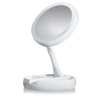 Miroir cosmétique pliant double face à LED miroir de charge USB lampe