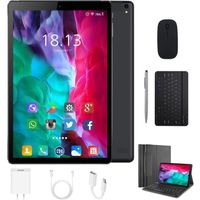 Tablette Tactile 64G 10.1”HD -Android 10.0-128GB-Double SIM+Double caméras-GPS- WiFi-Bluetooth-Netflix-4G Tablette 2 en 1-Noir
