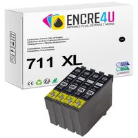 Cartouches d'encre compatibles 715XL ENCRE4U pour EPSON T711 T0711 Guépard (Lot de 4)
