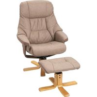 Fauteuil relax contemporain - HOMCOM - dossier inclinable, repose-pieds - tissu technique taupe clair